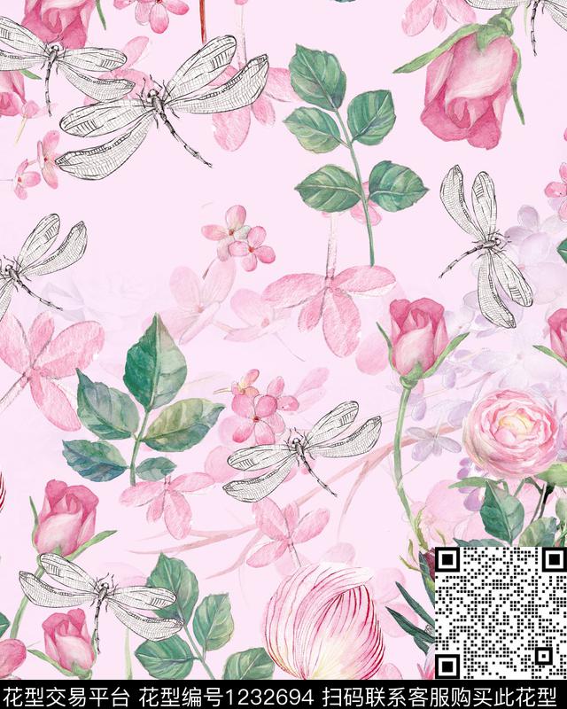 大牌风手绘花卉数码印花华亿平台下载（图片编号: 1232694） - 瓦栏（Walan）