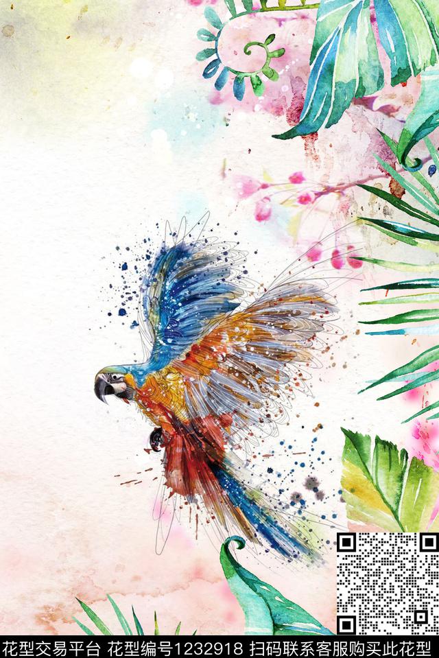 绿植树叶春夏华亿平台动物纹数码印花华亿平台下载（图片编号: 1232918） - 瓦栏（Walan）