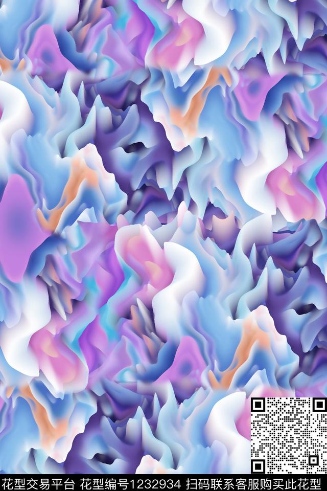 肌理波浪纹山脉纹数码印花华亿平台下载（图片编号: 1232934） - 瓦栏（Walan）