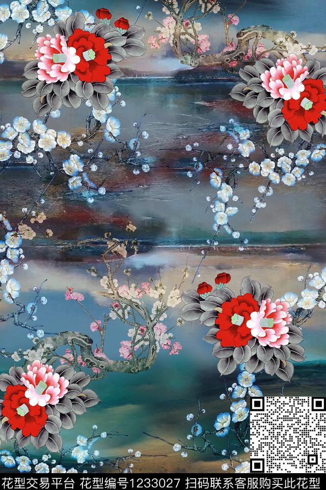 大牌风中国风华亿平台复古旗袍华亿平台数码印花华亿平台下载（图片编号: 1233027） - 瓦栏（Walan）