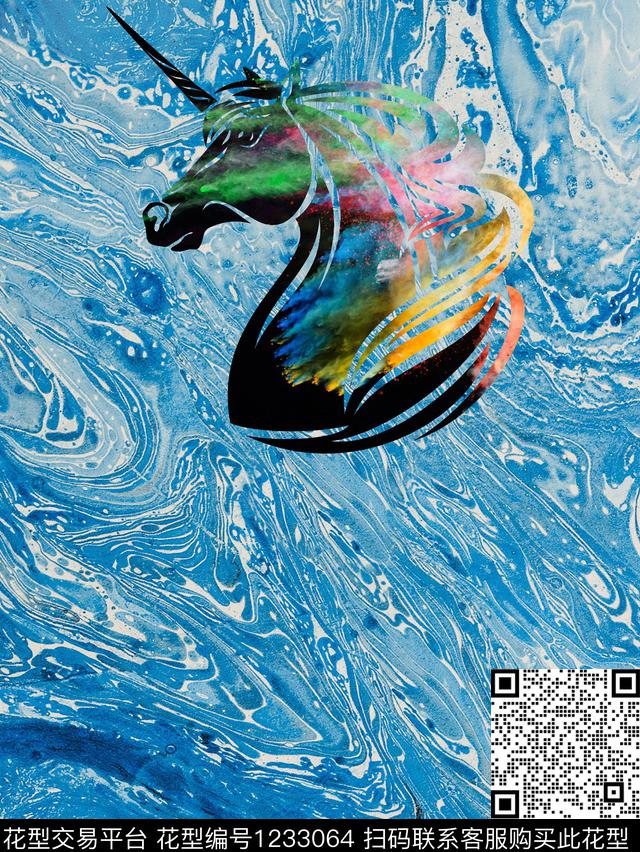 动物头时尚简约数码印花华亿平台下载（图片编号: 1233064） - 瓦栏（Walan）