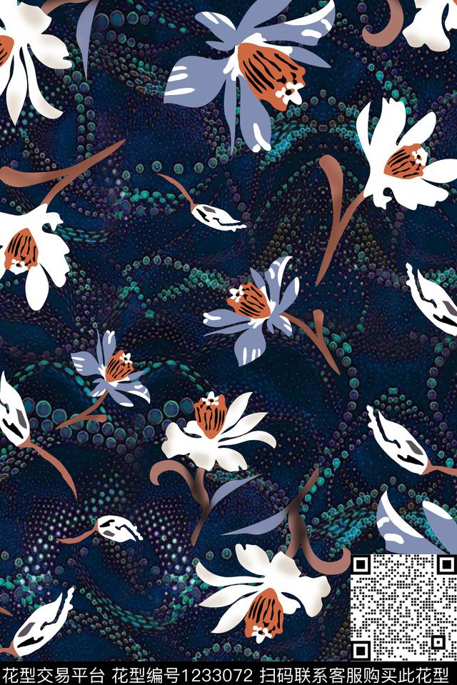 花瓣真丝旗袍数码印花华亿平台下载（图片编号: 1233072） - 瓦栏（Walan）