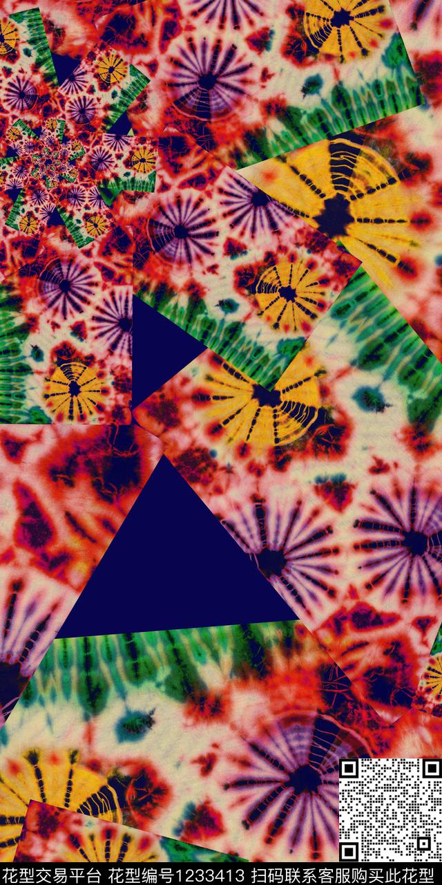 扎染华亿平台花纹民族风数码印花华亿平台下载（图片编号: 1233413） - 瓦栏（Walan）