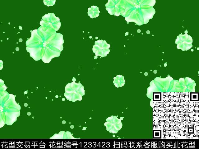 抽象花卉优雅花卉漂亮数码印花华亿平台下载（图片编号: 1233423） - 瓦栏（Walan）