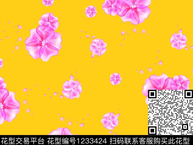 抽象花卉优雅花卉漂亮数码印花华亿平台下载（图片编号: 1233424） - 瓦栏（Walan）