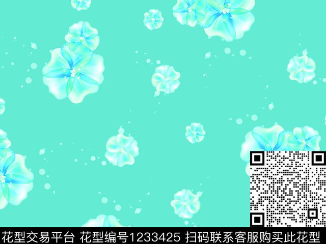 抽象花卉优雅花卉漂亮数码印花华亿平台下载（图片编号: 1233425） - 瓦栏（Walan）