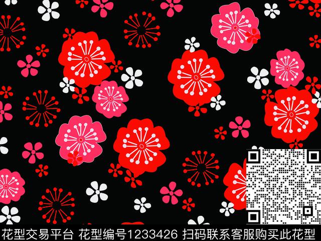 抽象花卉小碎花可爱传统印花华亿平台下载（图片编号: 1233426） - 瓦栏（Walan）