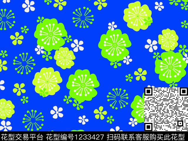 抽象花卉小碎花可爱数码印花华亿平台下载（图片编号: 1233427） - 瓦栏（Walan）