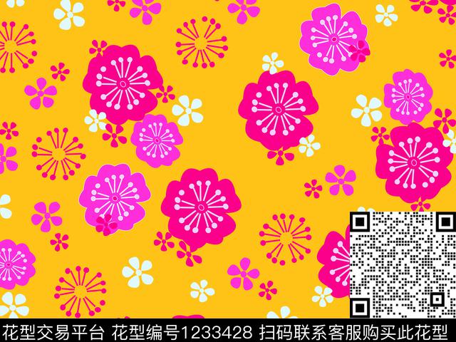 抽象花卉小碎花可爱数码印花华亿平台下载（图片编号: 1233428） - 瓦栏（Walan）
