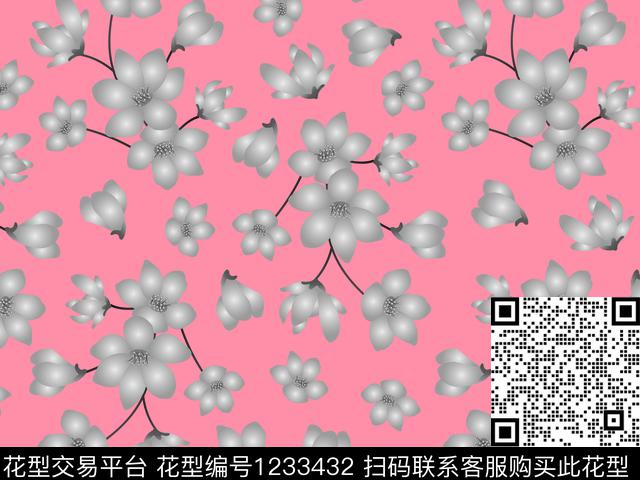 清爽底花卉小碎花层次花卉数码印花华亿平台下载（图片编号: 1233432） - 瓦栏（Walan）