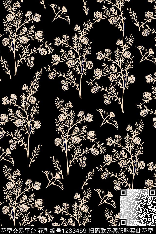 大牌风白花真丝数码印花华亿平台下载（图片编号: 1233459） - 瓦栏（Walan）