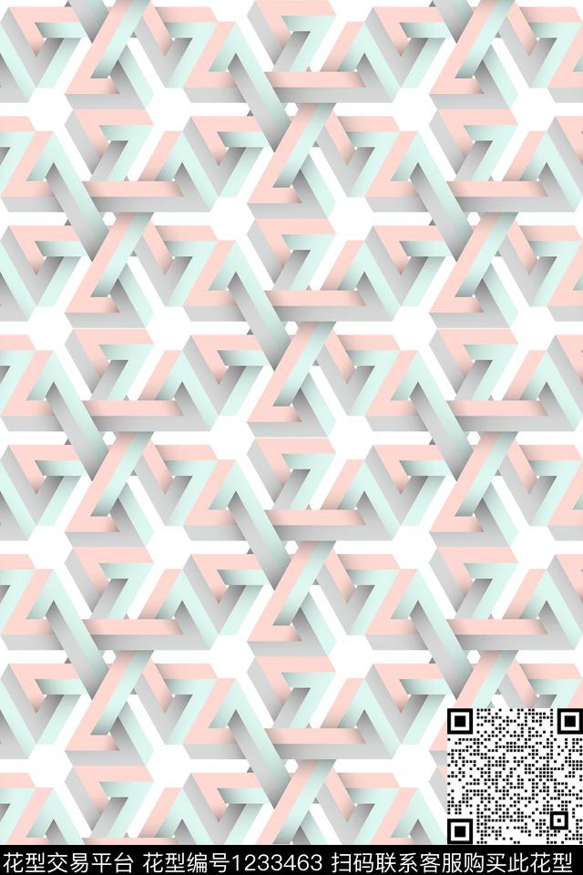 窗帘大牌风几何数码印花华亿平台下载（图片编号: 1233463） - 瓦栏（Walan）