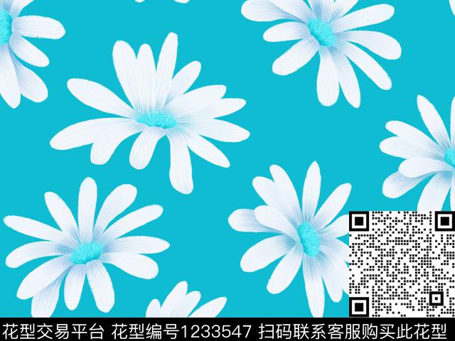 休闲手绘花卉清爽底花卉传统印花华亿平台下载（图片编号: 1233547） - 瓦栏（Walan）