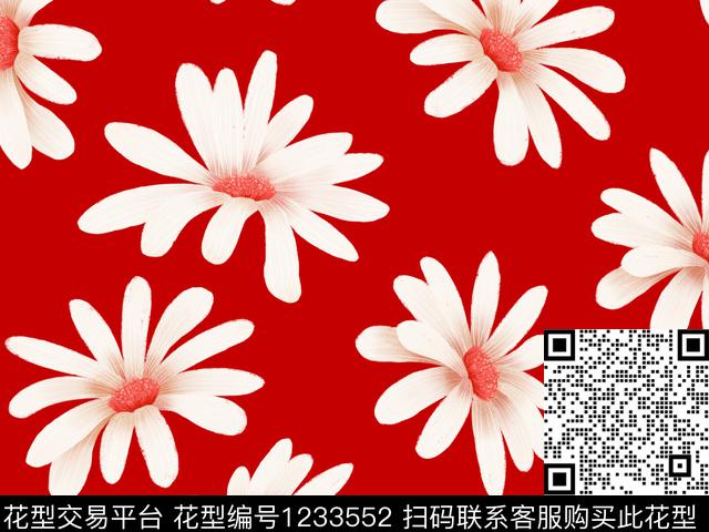 休闲手绘花卉清爽底花卉数码印花华亿平台下载（图片编号: 1233552） - 瓦栏（Walan）