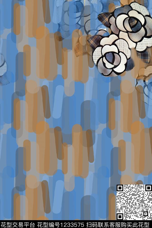 定位花玫瑰花语手绘线条笔触数码印花华亿平台下载（图片编号: 1233575） - 瓦栏（Walan）