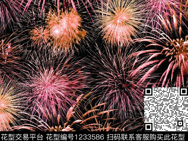 抽象花卉烟火数码华亿平台数码印花华亿平台下载（图片编号: 1233586） - 瓦栏（Walan）