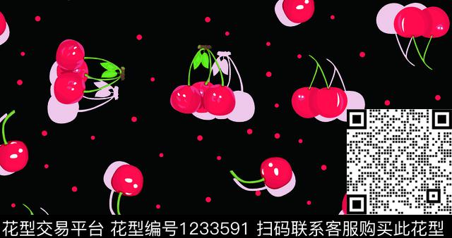 樱桃水果植物传统印花华亿平台下载（图片编号: 1233591） - 瓦栏（Walan）