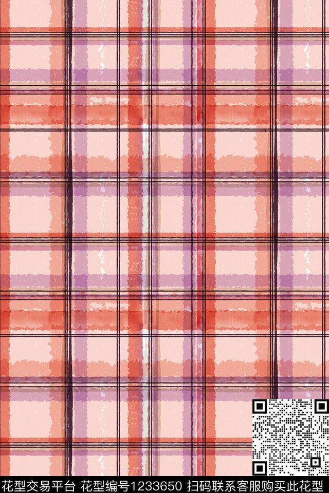 格子几何复古数码印花华亿平台下载（图片编号: 1233650） - 瓦栏（Walan）