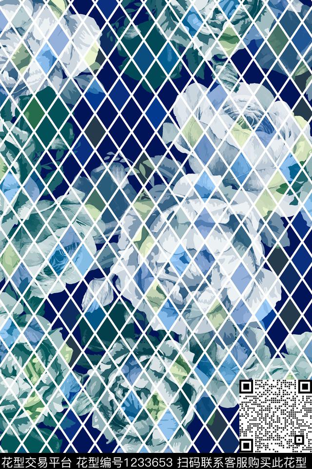 大花男装格子数码印花华亿平台下载（图片编号: 1233653） - 瓦栏（Walan）