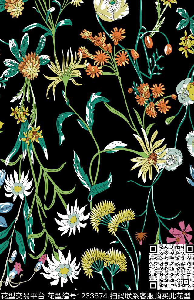大牌风潮牌花卉传统印花华亿平台下载（图片编号: 1233674） - 瓦栏（Walan）