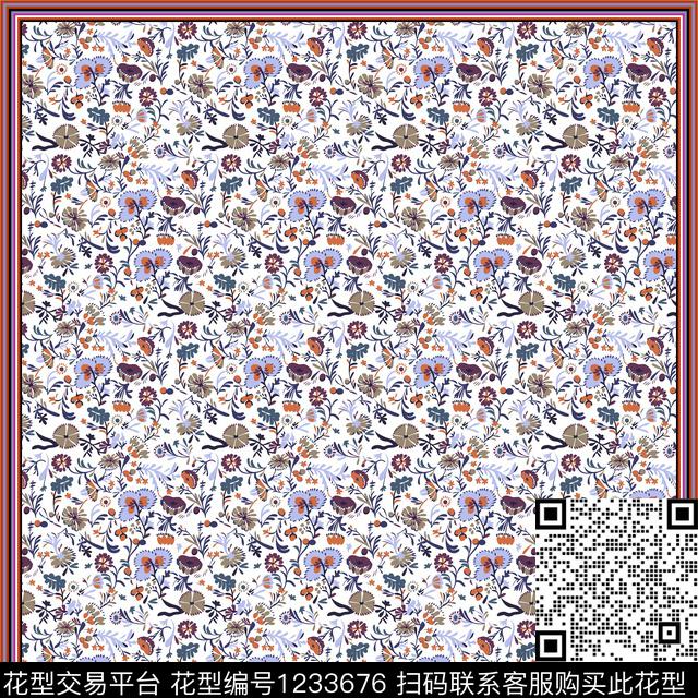 大牌风花卉小碎花传统印花华亿平台下载（图片编号: 1233676） - 瓦栏（Walan）