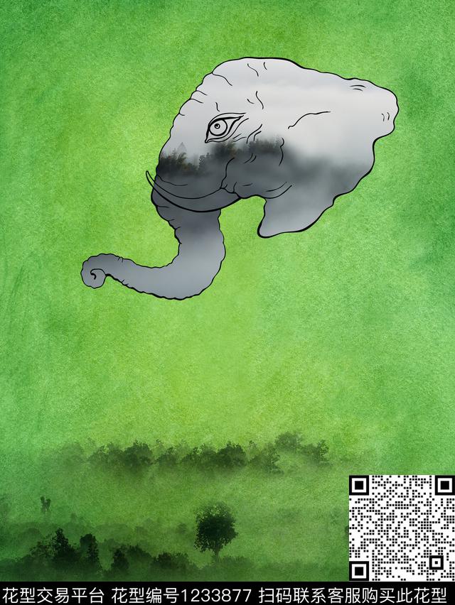 动物头时尚简约数码印花华亿平台下载（图片编号: 1233877） - 瓦栏（Walan）