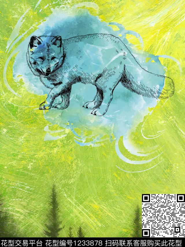 动物头时尚简约数码印花华亿平台下载（图片编号: 1233878） - 瓦栏（Walan）