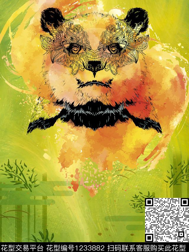 动物头时尚简约数码印花华亿平台下载（图片编号: 1233882） - 瓦栏（Walan）