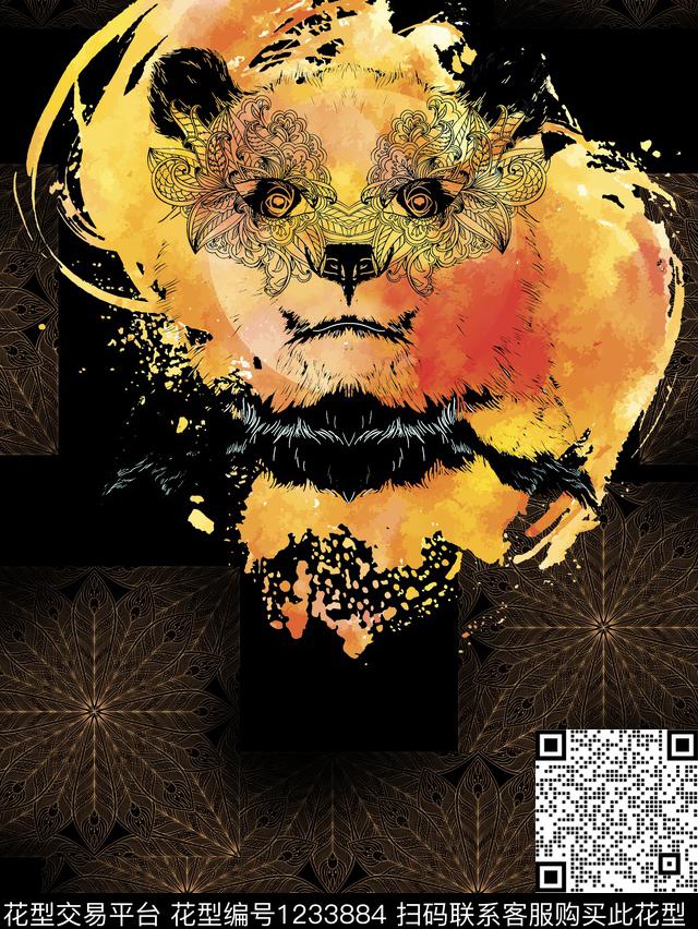 动物头时尚简约数码印花华亿平台下载（图片编号: 1233884） - 瓦栏（Walan）