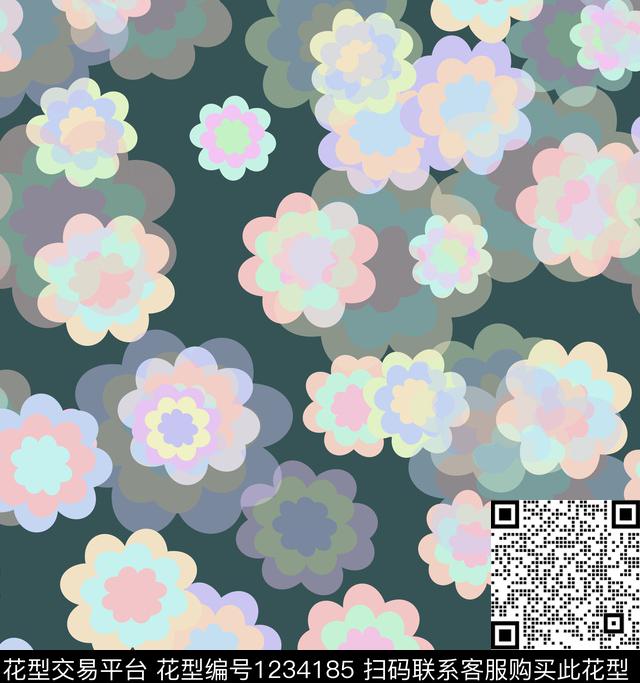 手绘花卉颜色抽象传统印花华亿平台下载（图片编号: 1234185） - 瓦栏（Walan）