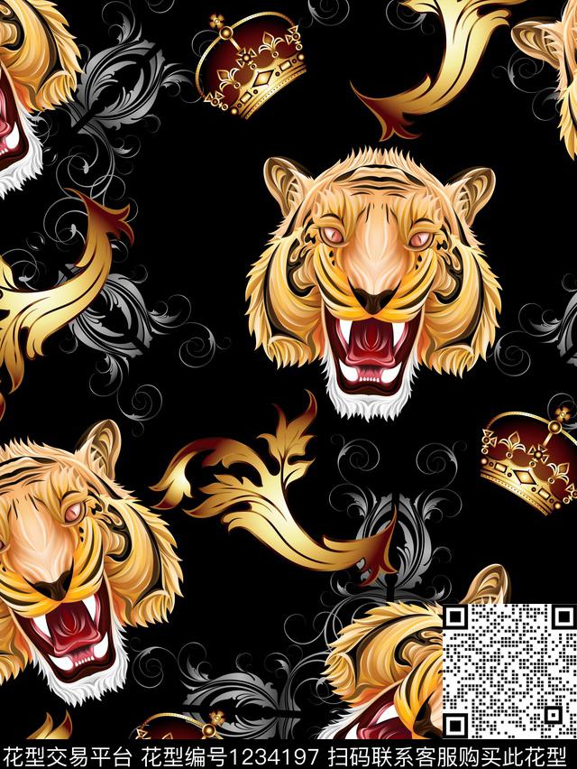 大牌风古典花纹潮牌数码印花华亿平台下载（图片编号: 1234197） - 瓦栏（Walan）