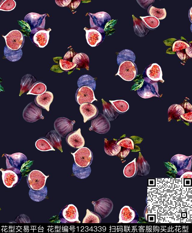 水果无花果数码印花华亿平台下载（图片编号: 1234339） - 瓦栏（Walan）