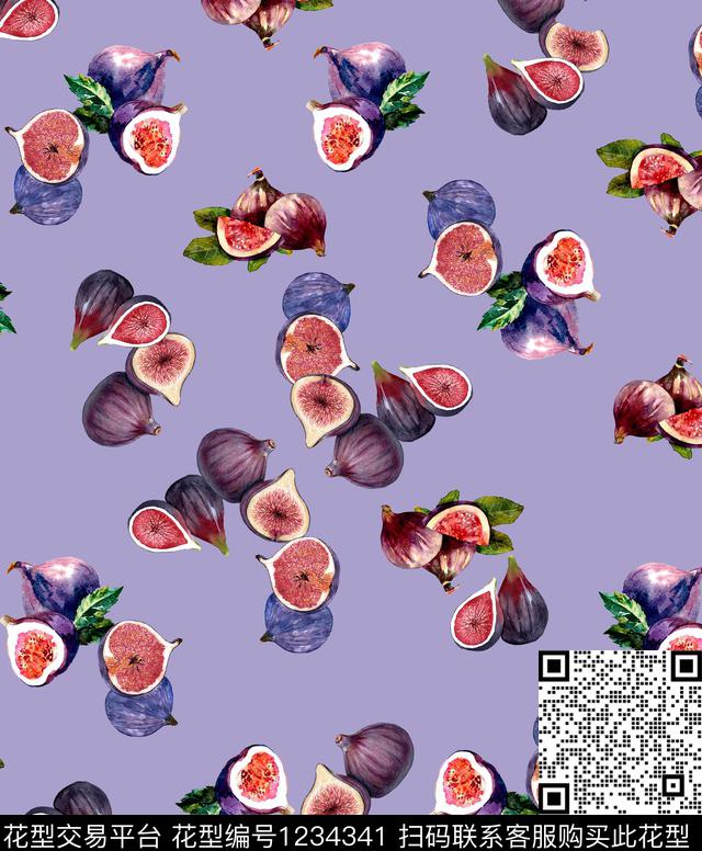 水果热带鱼小碎花数码印花华亿平台下载（图片编号: 1234341） - 瓦栏（Walan）