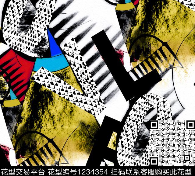 大牌风字母几何数码印花华亿平台下载（图片编号: 1234354） - 瓦栏（Walan）