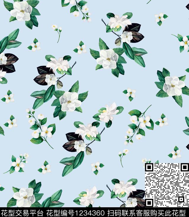 小碎花清爽底花卉数码印花华亿平台下载（图片编号: 1234360） - 瓦栏（Walan）