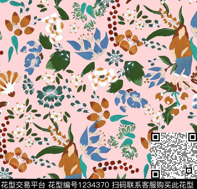 水果热带鱼小碎花数码印花华亿平台下载（图片编号: 1234370） - 瓦栏（Walan）