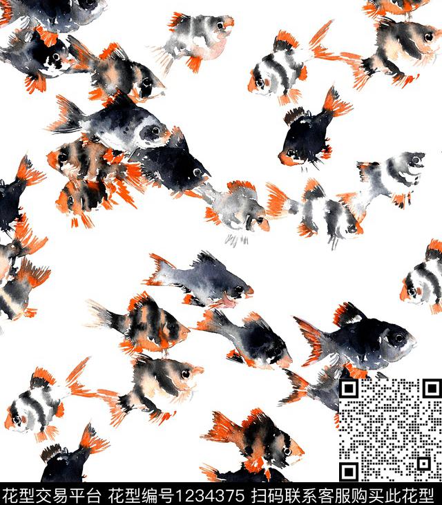 热带鱼数码印花华亿平台下载（图片编号: 1234375） - 瓦栏（Walan）