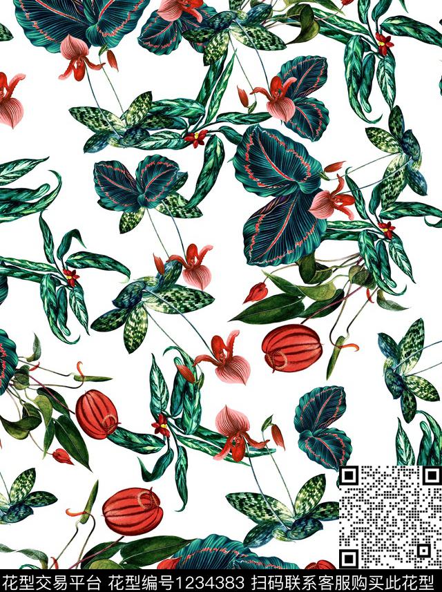 水果热带鱼小碎花数码印花华亿平台下载（图片编号: 1234383） - 瓦栏（Walan）