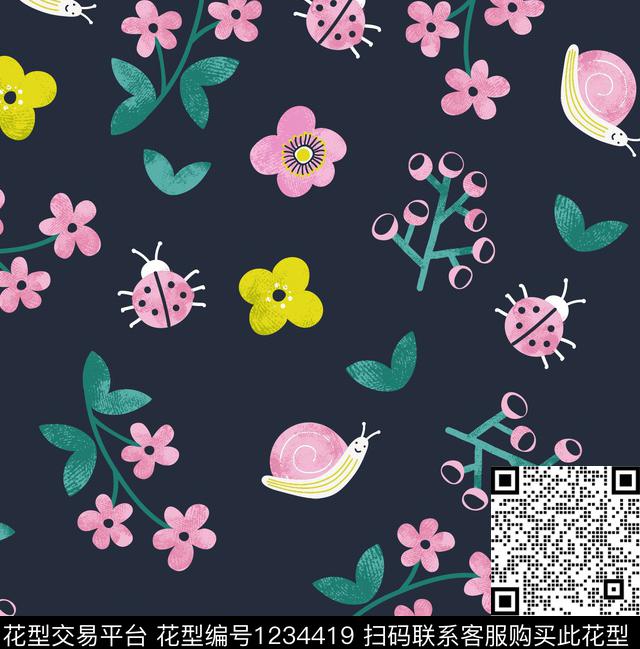 可爱昆虫小碎花传统印花华亿平台下载（图片编号: 1234419） - 瓦栏（Walan）