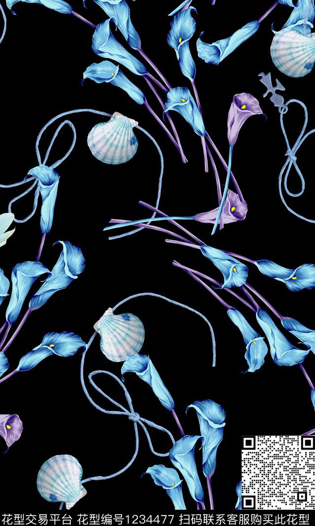 大牌风抽象花卉数码华亿平台数码印花华亿平台下载（图片编号: 1234477） - 瓦栏（Walan）