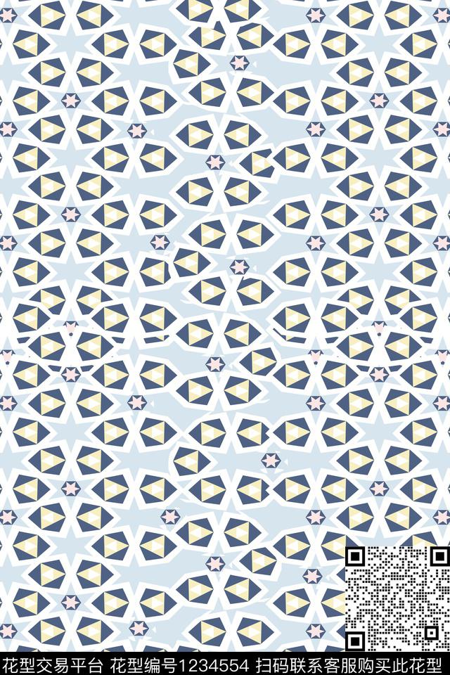 几何小碎花连衣裙传统印花华亿平台下载（图片编号: 1234554） - 瓦栏（Walan）