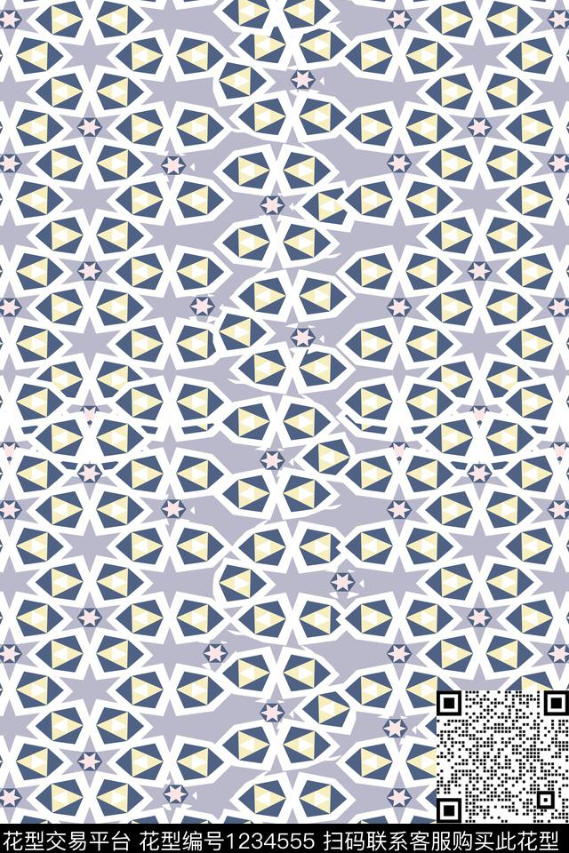 几何小碎花连衣裙传统印花华亿平台下载（图片编号: 1234555） - 瓦栏（Walan）