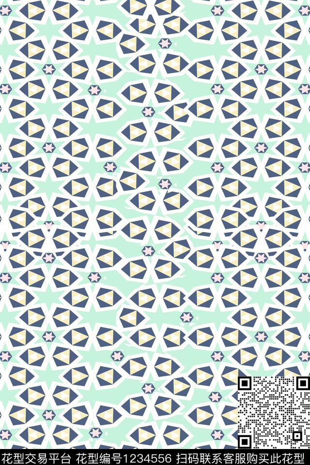 几何小碎花连衣裙传统印花华亿平台下载（图片编号: 1234556） - 瓦栏（Walan）