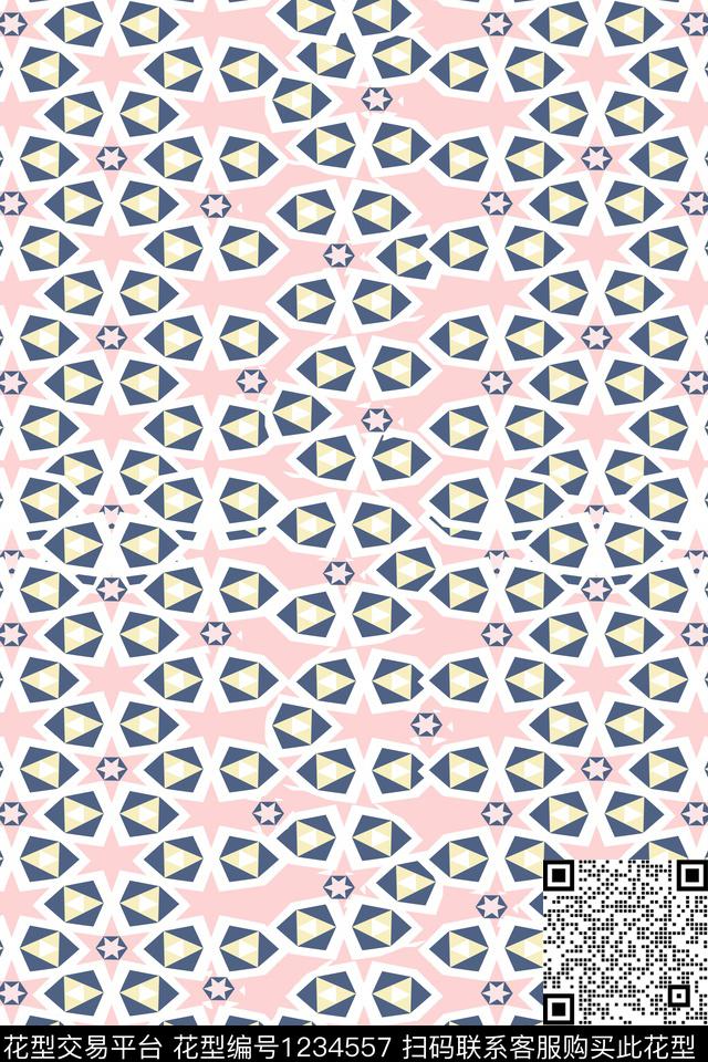 几何小碎花连衣裙传统印花华亿平台下载（图片编号: 1234557） - 瓦栏（Walan）