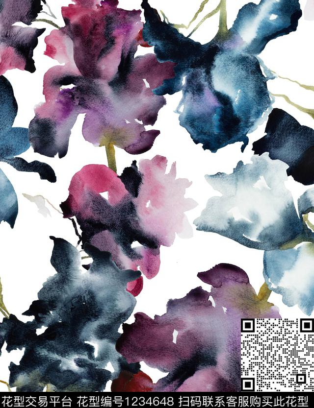 鸢尾花watercolorIris数码印花华亿平台下载（图片编号: 1234648） - 瓦栏（Walan）