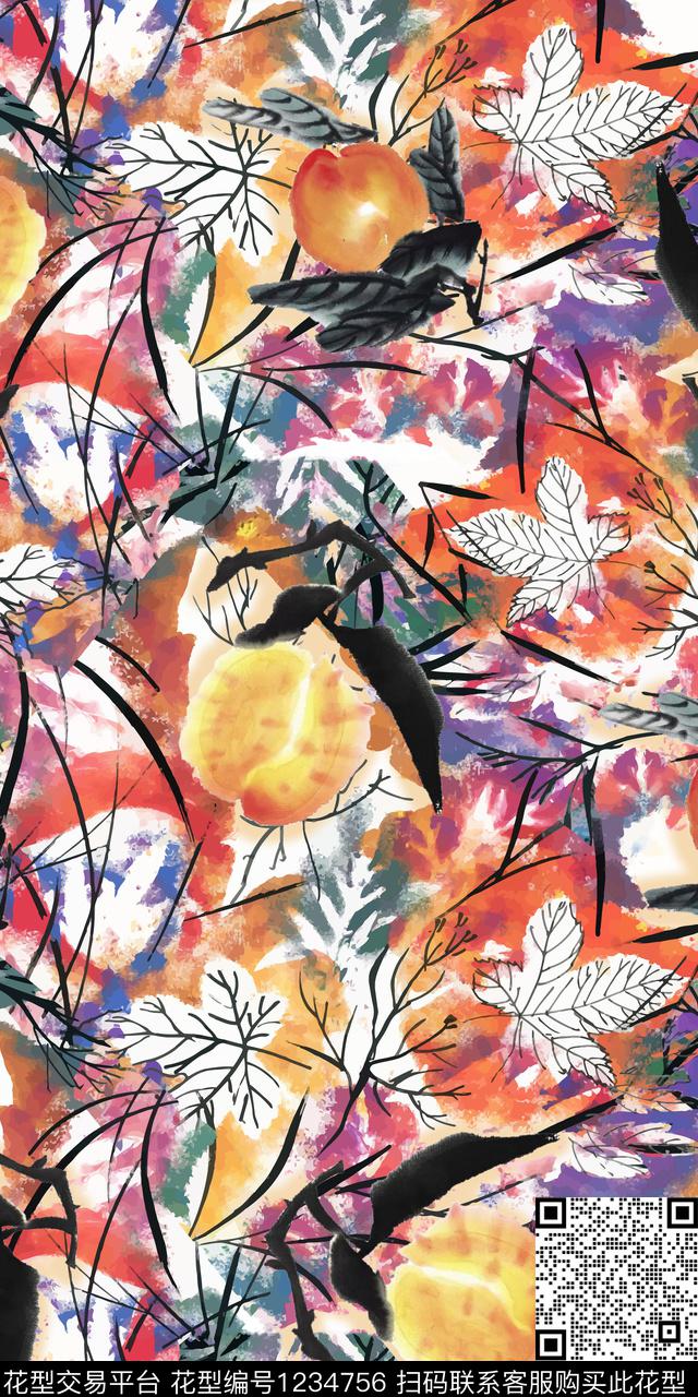 女装涂鸦水彩数码印花华亿平台下载（图片编号: 1234756） - 瓦栏（Walan）