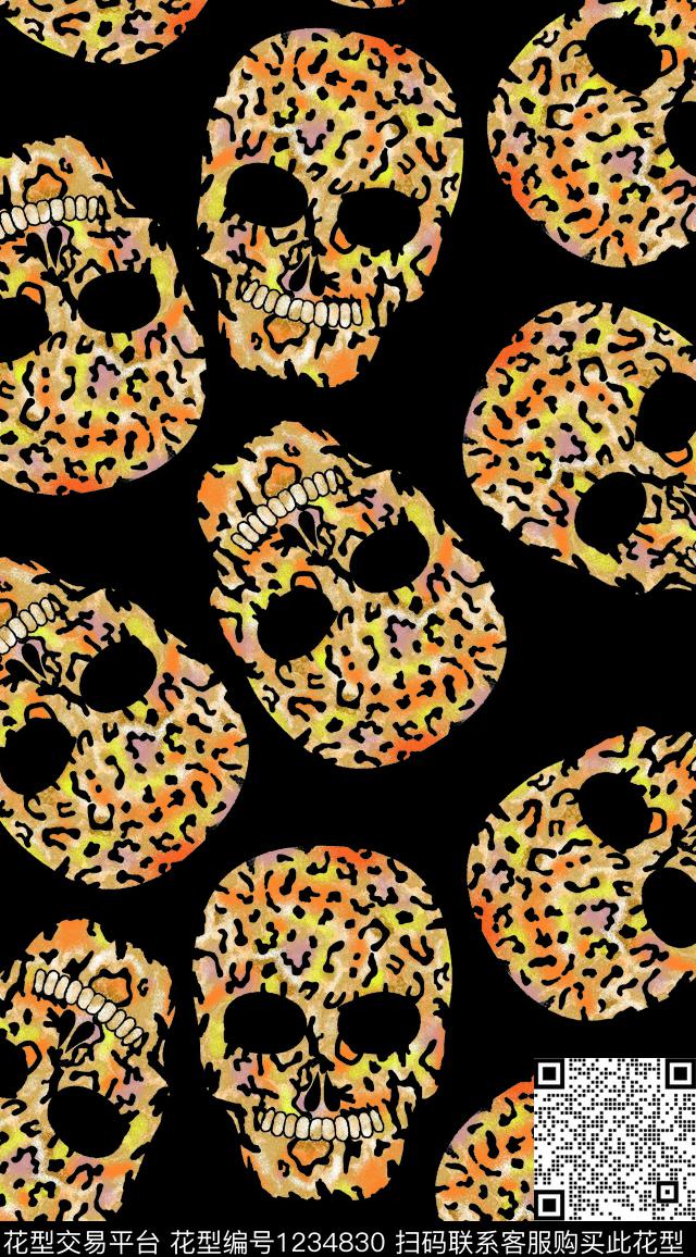 豹纹骷髅人物数码印花华亿平台下载（图片编号: 1234830） - 瓦栏（Walan）