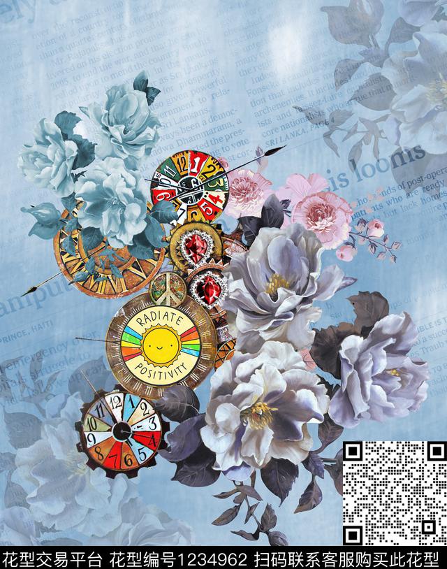 女装花卉定位花数码印花华亿平台下载（图片编号: 1234962） - 瓦栏（Walan）