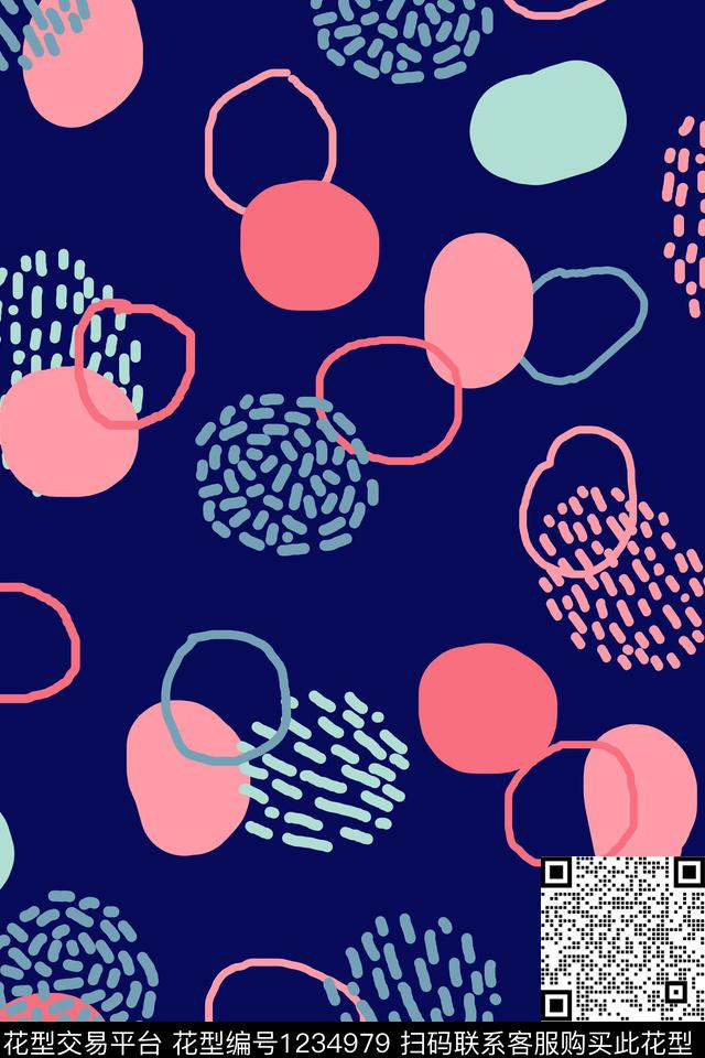 几何波点床品传统印花华亿平台下载（图片编号: 1234979） - 瓦栏（Walan）