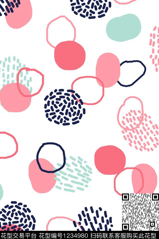 几何波点床品传统印花华亿平台下载（图片编号: 1234980） - 瓦栏（Walan）